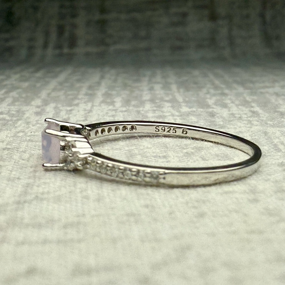 New Sterling Silver & Pink Moonstone Ring, Size 6 - Picture 5 of 6